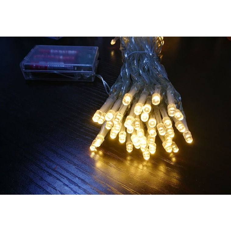 Instalatie de Craciun Tip Perdea, 200 LED-uri cu Telecomanda si Senzor Muzical, Alimentare Baterii, 8 Moduri Iluminare, Fir Transparent, 2 x 2 m, Alb Cald