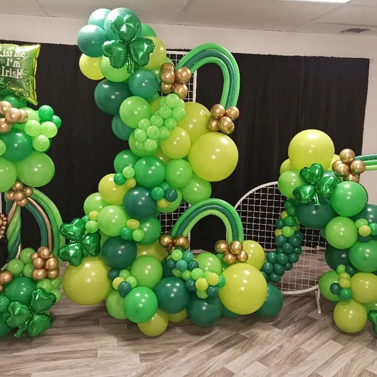 Set 10 Baloane Din Latex, Model Party Pentru Petreceri, Compatibile Aer Sau Heliu, Biodegradabile, 30 cm, Verde Diferite Nuante, 2.8 g