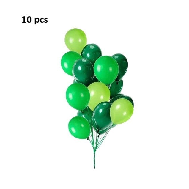 Set 10 Baloane Din Latex, Model Party Pentru Petreceri, Compatibile Aer Sau Heliu, Biodegradabile, 30 cm, Verde Diferite Nuante, 2.8 g