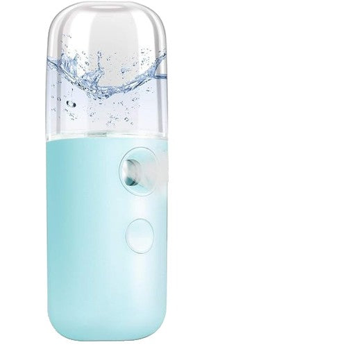 Spray de Hidratare Facială cu Tehnologie Nano, Mini Pulverizator Portabil cu Abur Rece, Reîncărcabil USB, Rezervor 30 mL, Albastru