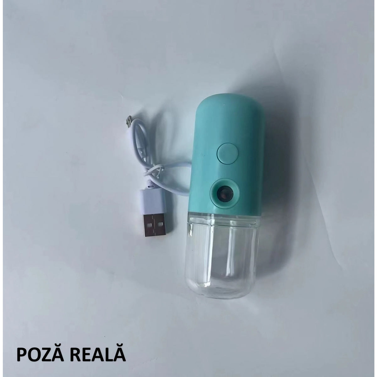 Spray de Hidratare Facială cu Tehnologie Nano, Mini Pulverizator Portabil cu Abur Rece, Reîncărcabil USB, Rezervor 30 mL, Albastru