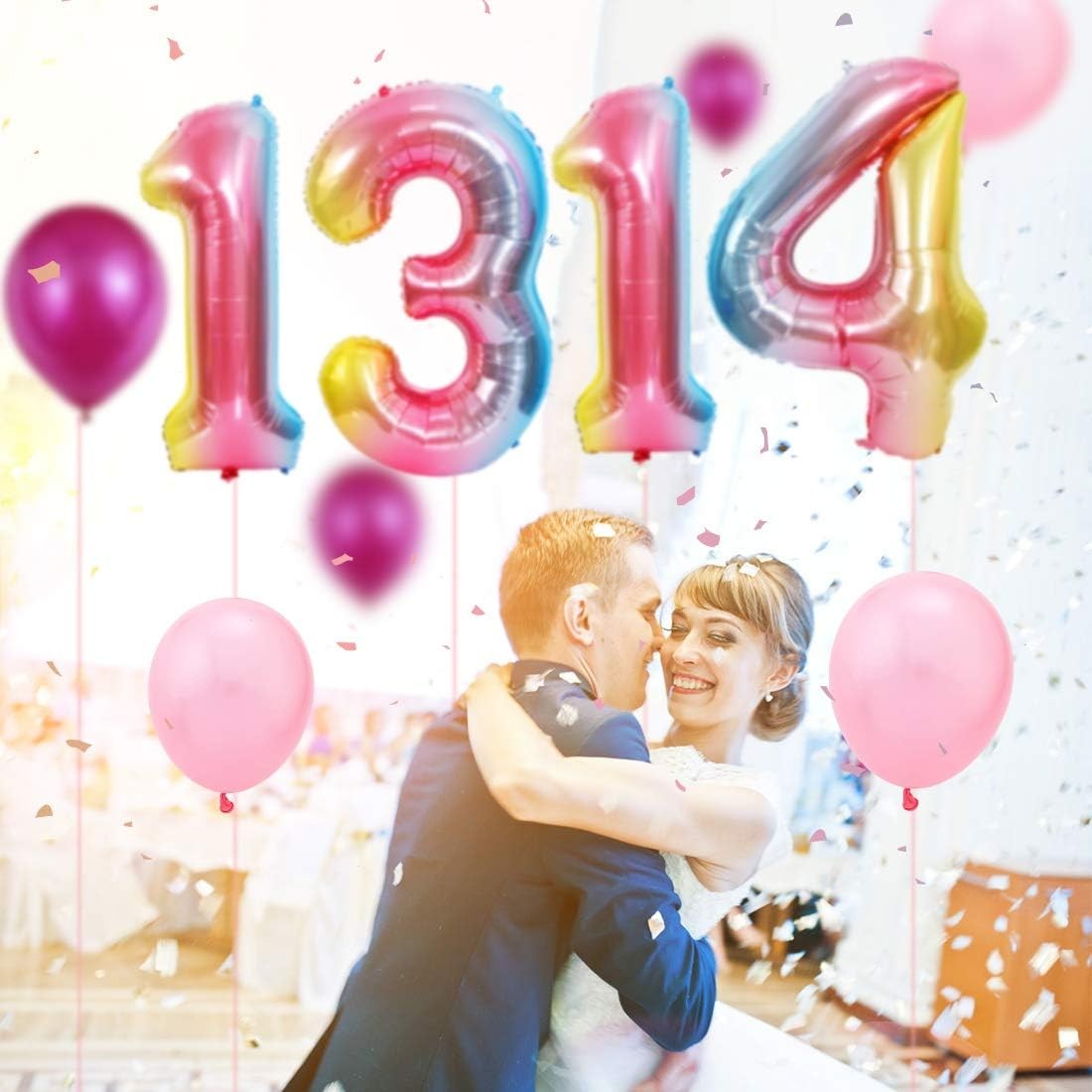 Balon Figurina Cifra 4, Balon Aniversar din Folie Metalizata Gradient, Umflare cu Aer sau Heliu, Include Pai, Inaltime 100 cm, Multicolor