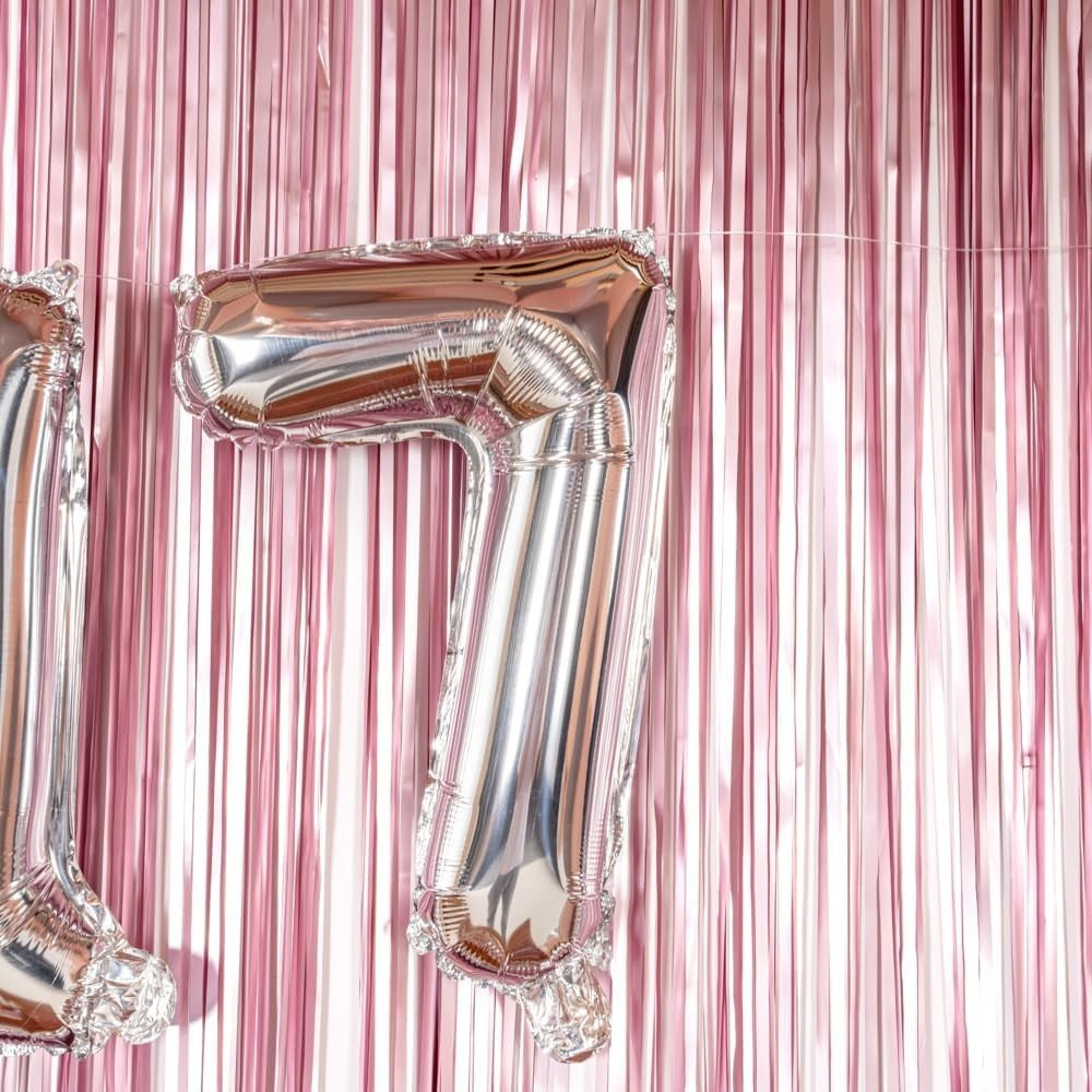 Balon Aniversar Cifra 7, Figurina Gigant 100 cm, Folie de Aluminiu, Umflare Aer sau Heliu, Pai Inclus, Argintiu