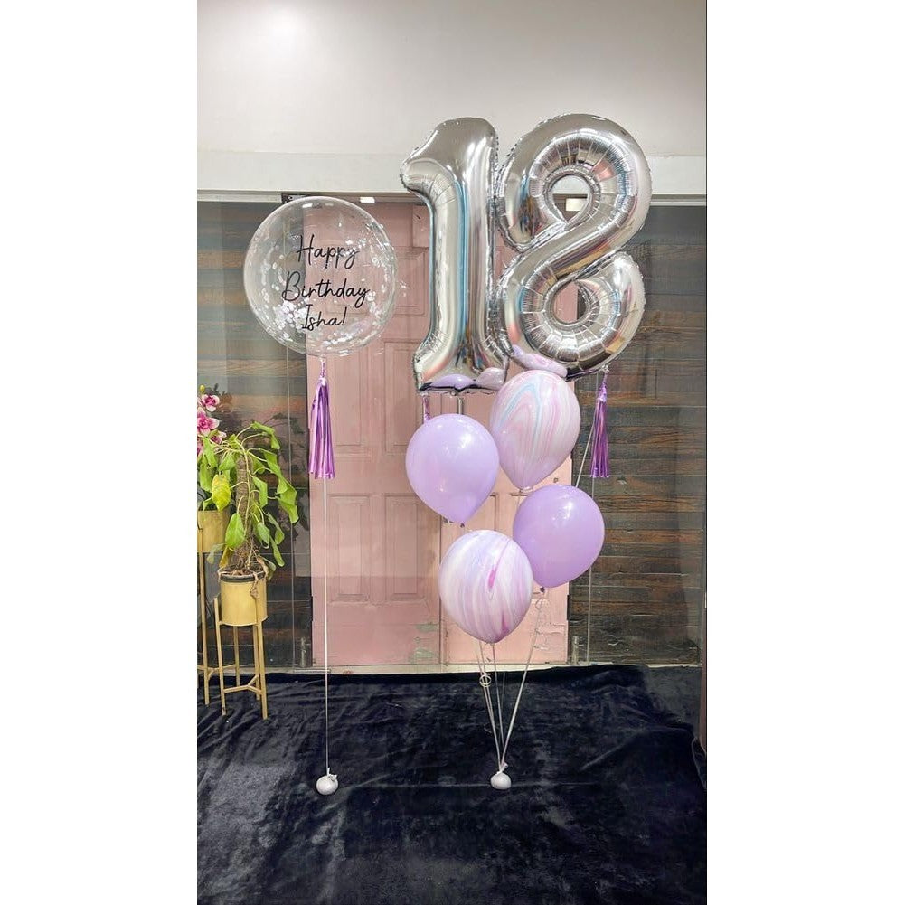 Balon Aniversar Cifra 8, Figurina din Folie Metalizata, Umflare cu Aer sau Heliu, Include Pai de Umflare, Argintiu, 100 cm