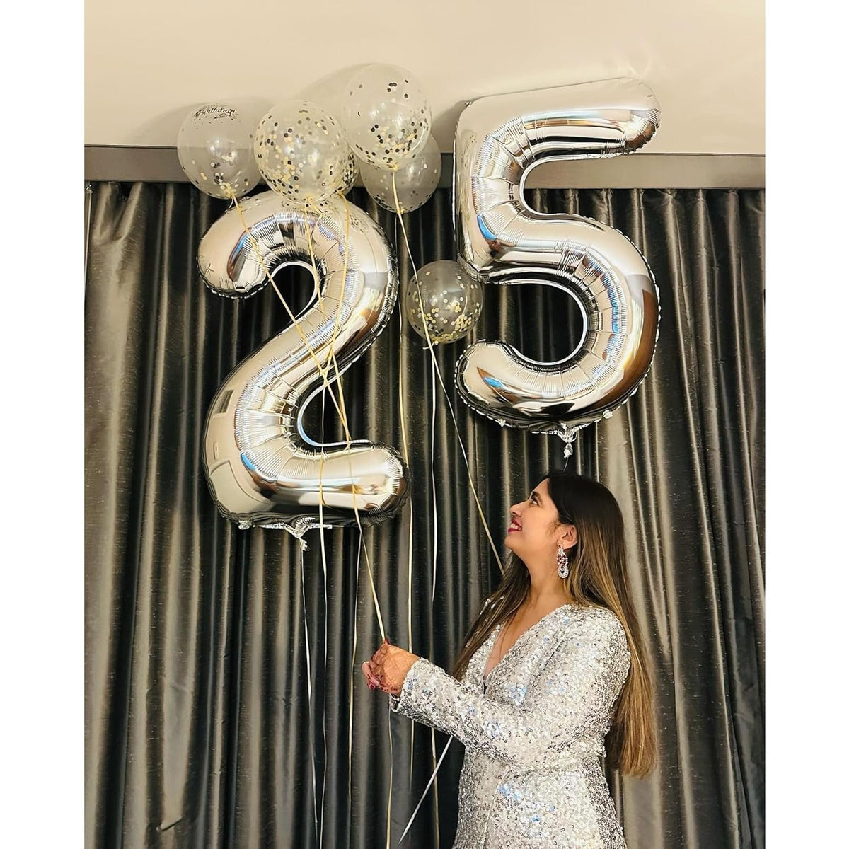 Balon Aniversar Figurina Cifra 2, Folie Metalizata, Umflare Aer sau Heliu, Inaltime 100 cm, Argintiu
