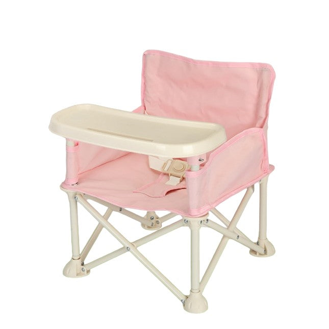 Scaun de Masa Portabil pentru Bebelusi si Copii, Inaltator Multifunctional Pliabil cu Umbrela, Tavita Detasabila si Centura de Siguranta, Otel si Oxford, 6 Luni-4 Ani, Roz