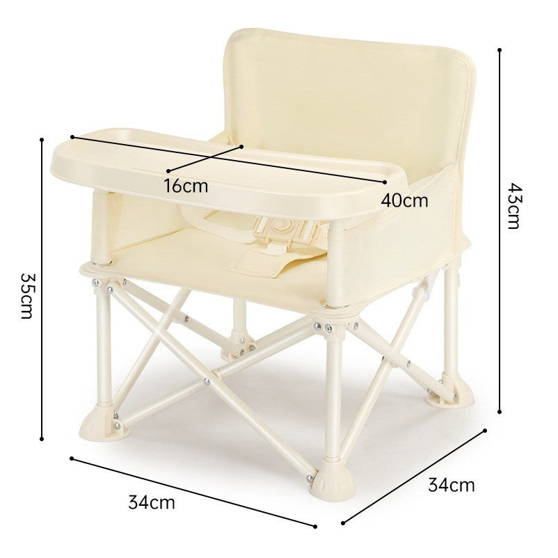 Scaun de Masa Portabil pentru Bebelusi si Copii, Inaltator Multifunctional Pliabil cu Umbrela, Tavita Detasabila si Centura Siguranta, Otel si Material Oxford, Bej si Roz, 6 Luni - 4 Ani