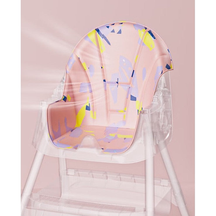 Scaun de Masa Multifunctional 3 in 1 pentru Bebelusi si Copii, Balansoar, Spatar Reglabil si 2 Tavite Detasabile, Cadru Otel cu Roti si Cos Depozitare, 97x73x65 cm, Mov