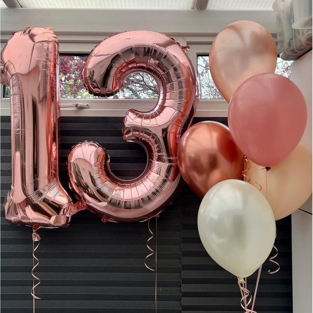 Balon Aniversar Cifra 1, Figurina Gigant 100 cm, Folie Metalizata, Umflare Aer sau Heliu, Ambalaj Individual cu Pai Inclus, Rose Coral