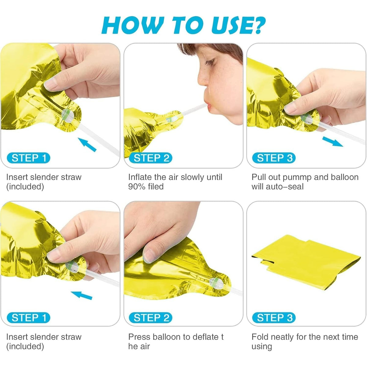 Balon Aniversar Cifra 6, Figurina Gigant din Folie Metalizata, Umflare Aer sau Heliu, include Pai, Auriu, 100 cm