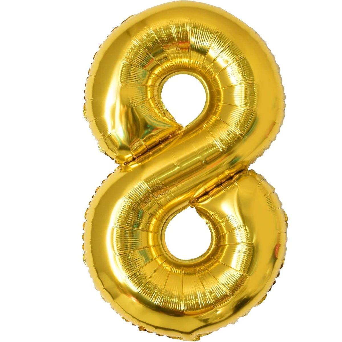 Balon Aniversar Cifra 8, Figurina din Folie Metalizata, Umflare cu Aer sau Heliu, Include Pai, Inaltime 100 cm, Auriu