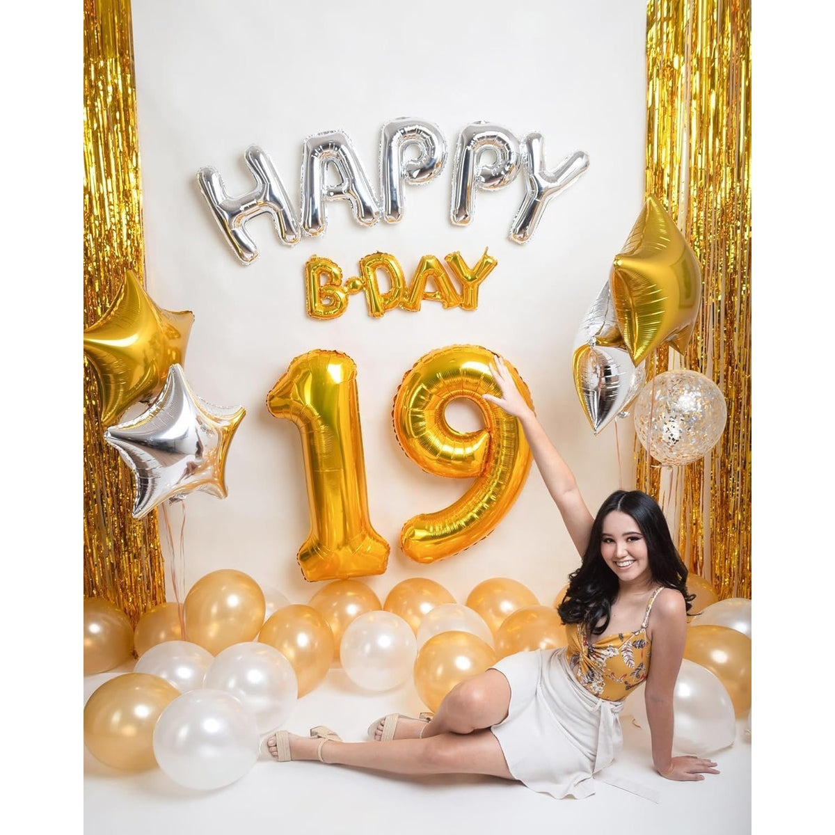 Balon Cifra 9 Aniversar, Figurina Gigant 100 cm, Umflare Aer sau Heliu, Folie Metalizata, Pai Inclus, Auriu