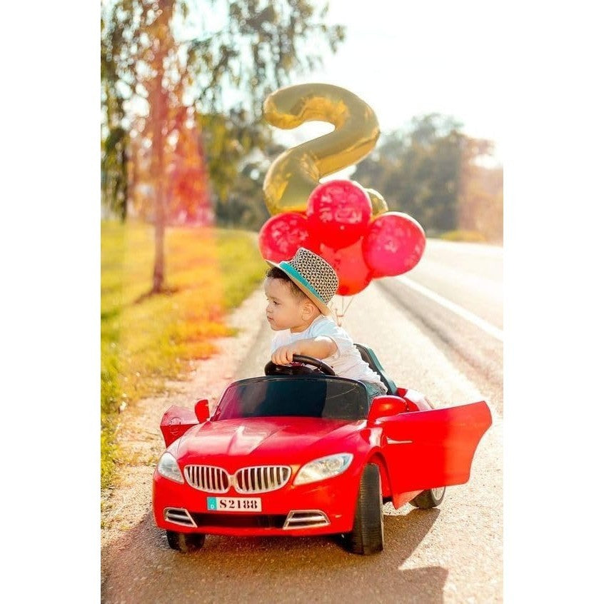 Balon Aniversar Cifra 2, Figurina Gigant din Folie Metalizata, Umflare Aer sau Heliu, Include Pai, Inaltime 100 cm, Auriu