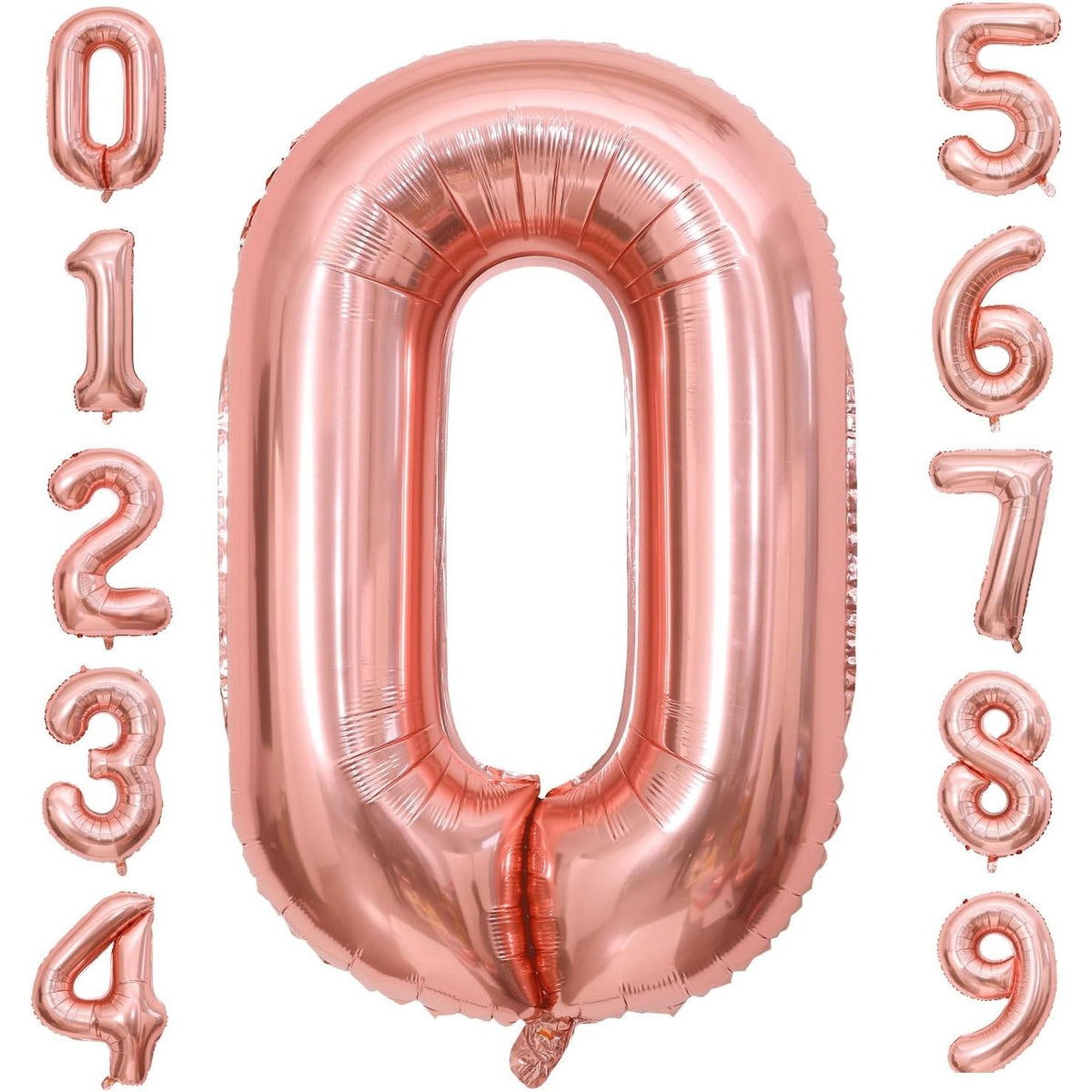 Balon Aniversar Cifra 0, Figurina din Folie de Aluminiu, Umflare Aer sau Heliu, include Pai, 100 cm, Roz Coral