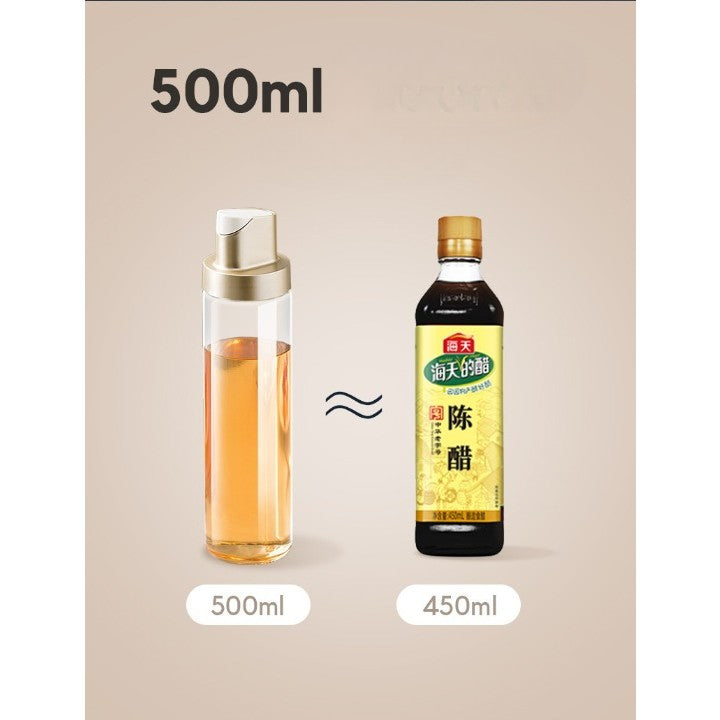 Dispenser Pentru Ulei Si Otet, Deschidere Automata Gravitationala, Recipient Din Sticla Si ABS, Protectie Anti-Scurgere, 500 ml, Gri