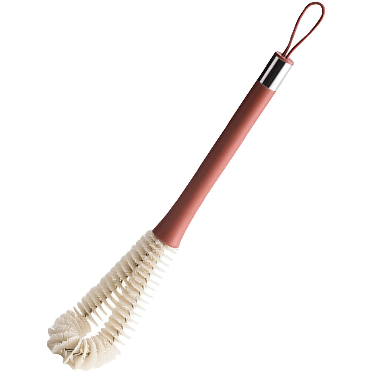 Perie de Curatat Pahare, Sticle si Biberoane cu Maner Lung, Perie pentru Tetine Inclusa, Silicon si ABS, 38.5 cm, Rosu