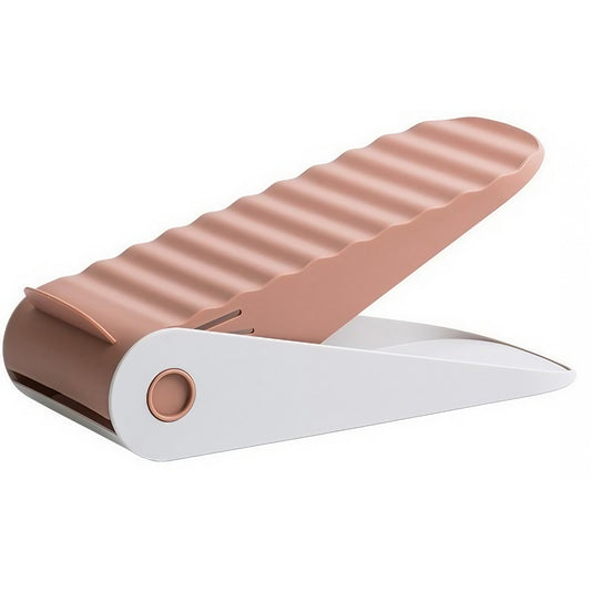 Suport Pantofi Organizator pentru Economisire Spatiu, Inaltime Reglabila pe 4 Niveluri, Suprafata Antiderapanta, Plastic Rezistent, 25.5x11x7.5 cm, Roz