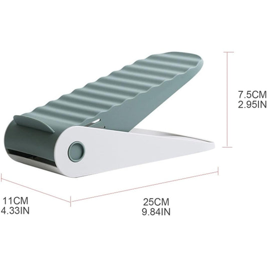 Suport Pantofi cu Două Straturi, Organizator Încălțăminte Reglabil pe Înălțime, Design Antiderapant pentru Economisire Spațiu, Plastic Durabil, 25.5x11x7.5 cm, Verde