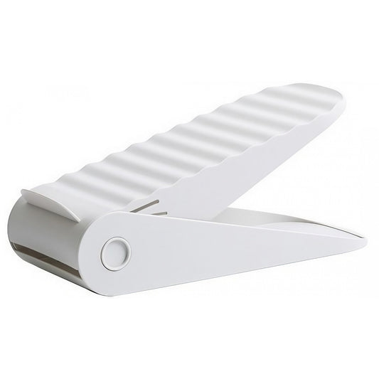Suport Pantofi cu Două Straturi, Organizator Încălțăminte pentru Economisire Spațiu, Înălțime Reglabilă și Suprafață Antiderapantă, Material Plastic Durabil, 25.5x11x7.5 cm, Alb