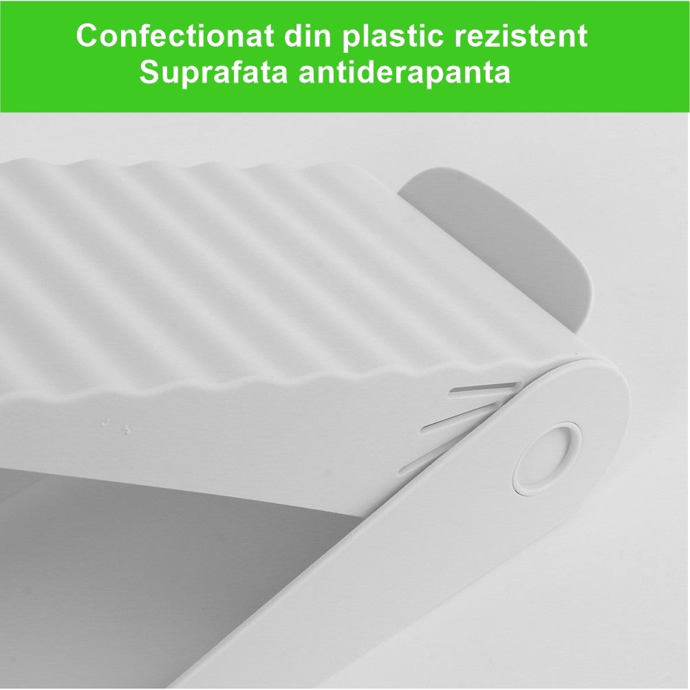 Suport Pantofi cu Două Straturi, Organizator Încălțăminte pentru Economisire Spațiu, Înălțime Reglabilă și Suprafață Antiderapantă, Material Plastic Durabil, 25.5x11x7.5 cm, Alb