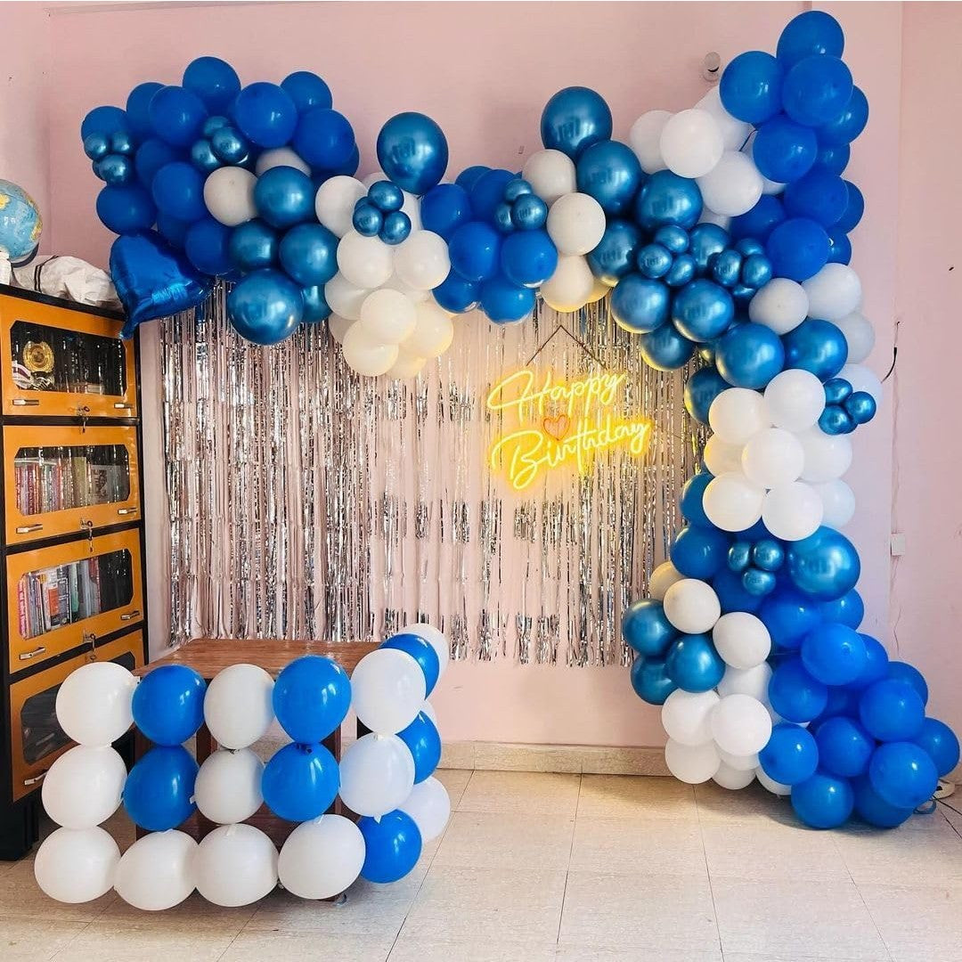 Set 10 Baloane din Latex pentru Petrecere, Potrivite pentru Aer sau Heliu, Biodegradabile, 30 cm, Albastru Diferite Nuante