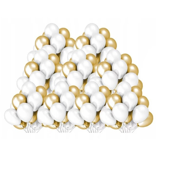 Set 10 Baloane Latex Metalizate, Decoratiuni Petrecere, Potrivite pentru Aer sau Heliu, Biodegradabile, 23 cm, 5 Albe si 5 Nude