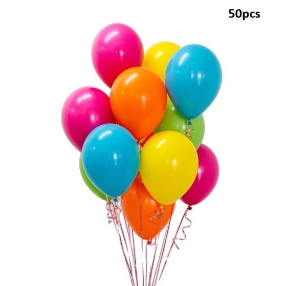 Set 50 Baloane Latex Metalizate pentru Petrecere, Potrivite pentru Aer sau Heliu, Biodegradabile, 30 cm, Multicolore, 2.4 g