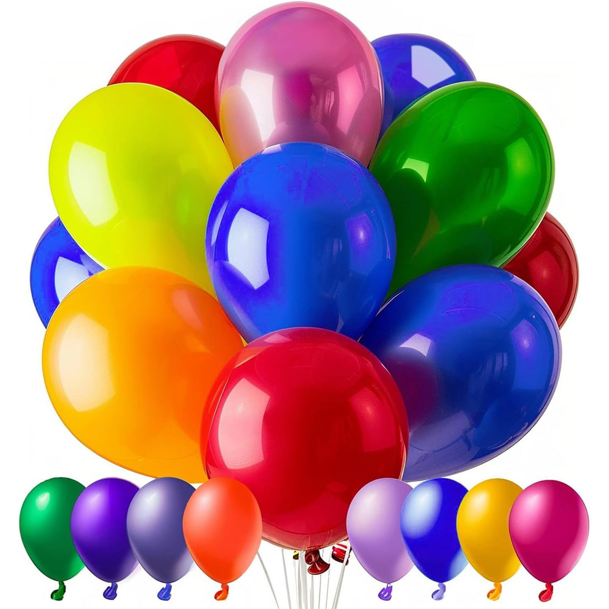 Set 50 Baloane din Latex pentru Petrecere, Potrivite pentru Aer sau Heliu, Material Biodegradabil, Multicolor, 23 cm, 1.4 g