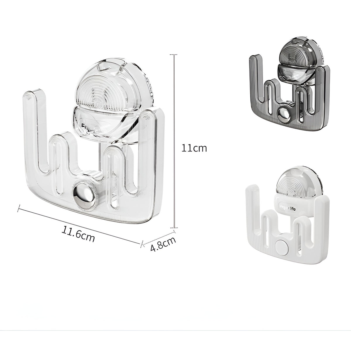 Suport Papuci de Baie si Incaltaminte, Montare pe Perete fara Perforare, Sistem de Drenaj si Ventilatie, Prindere cu Ventuza Adeziva, Plastic ABS, 11.6x11x4.8 cm, Gri Transparent