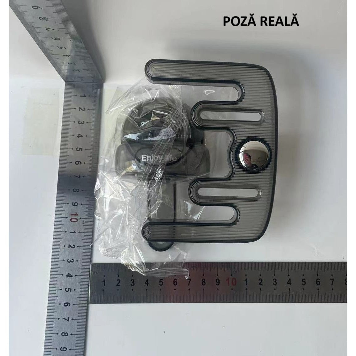 Suport Papuci de Baie si Incaltaminte, Montare pe Perete fara Perforare, Sistem de Drenaj si Ventilatie, Prindere cu Ventuza Adeziva, Plastic ABS, 11.6x11x4.8 cm, Gri Transparent
