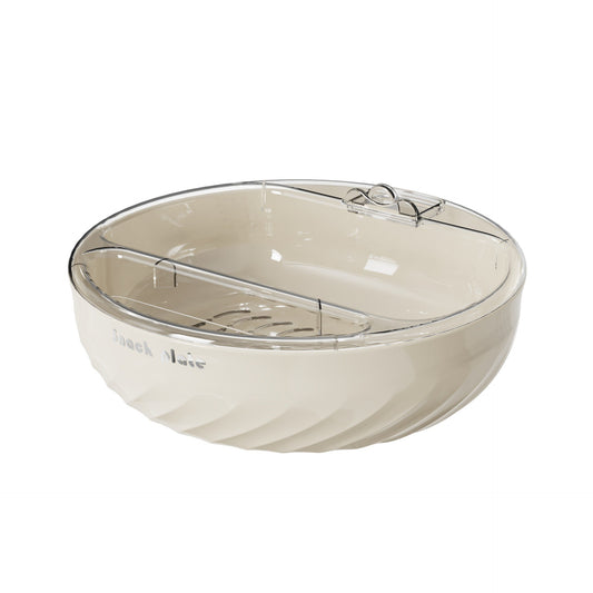 Bol cu Doua Straturi pentru Fructe si Legume, Strat Dublu cu Scurgere si Suport Telefon, Material PC, 22.4x9 cm, Crem