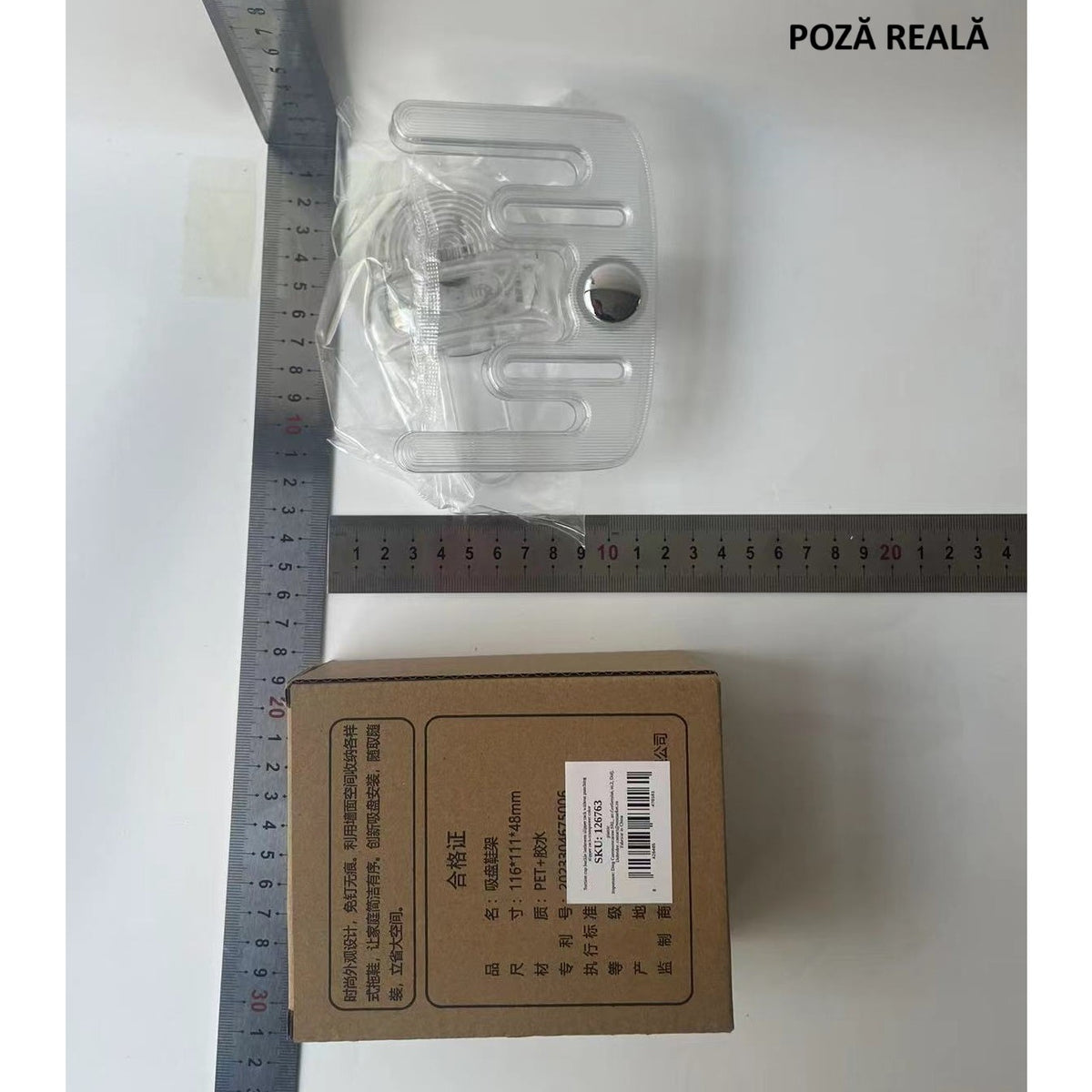 Suport Papuci de Baie si Incaltaminte, Montare pe Perete Fara Gaurire, Fixare cu Adeziv, Design Drenaj, Plastic ABS, 11.6x11x4.8 cm, Transparent