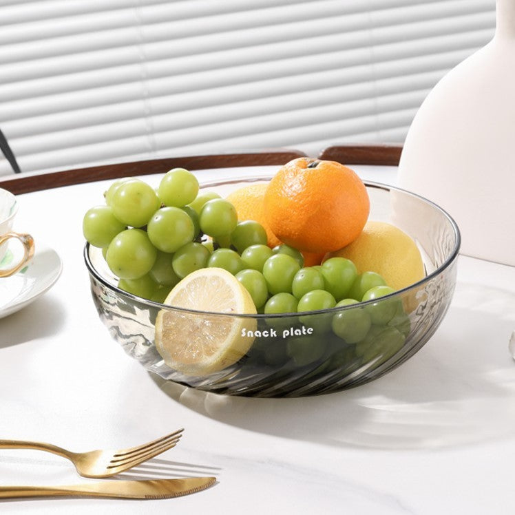 Bol pentru Fructe si Legume, Recipient Rotund pentru Snacks si Dulciuri, Vas Detașabil cu Strecurătoare, Material PC Durabil, 22.4x9 cm, Transparent