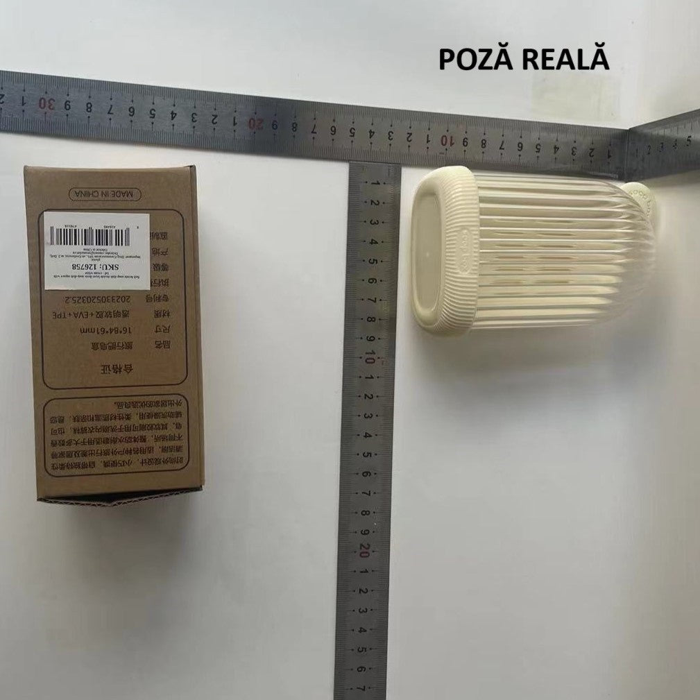 Sapuniera de Calatorie Portabila, Suport Sapun cu Capac si Sistem de Scurgere, Recipient Etans Impermeabil, Plastic, 12.6x6.1x8.4 cm, Crem
