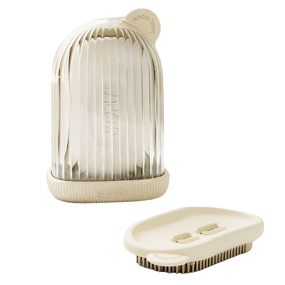 Sapuniera de Calatorie Portabila, Suport Sapun cu Capac si Sistem de Scurgere, Recipient Etans Impermeabil, Plastic, 12.6x6.1x8.4 cm, Crem