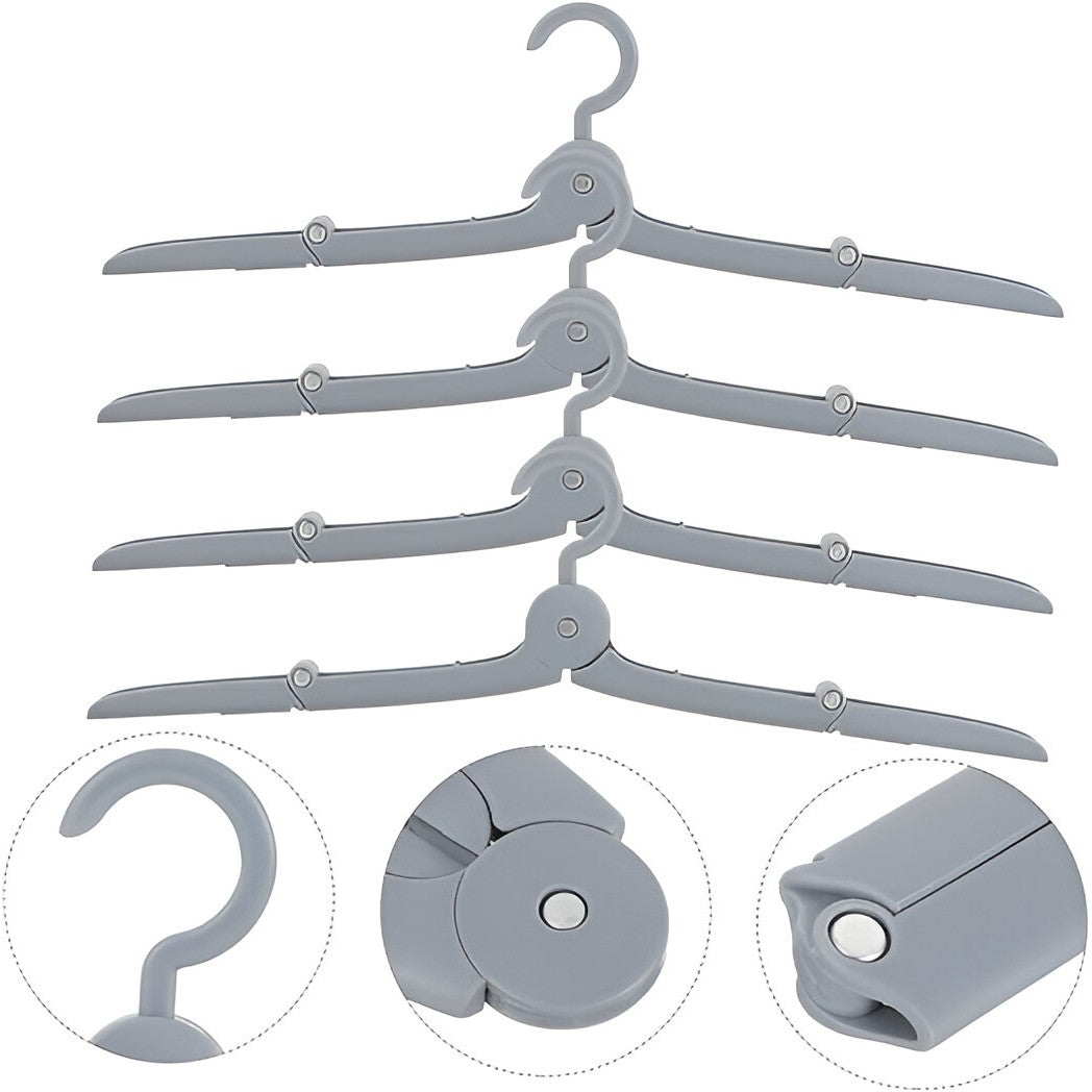 Umeras Pliabil de Calatorie, Mini Cuier Portabil pentru Haine si Lenjerie, Design Antiderapant cu Lungime Ajustabila, Material PP si Aluminiu, 14x7x1.4 cm, Gri