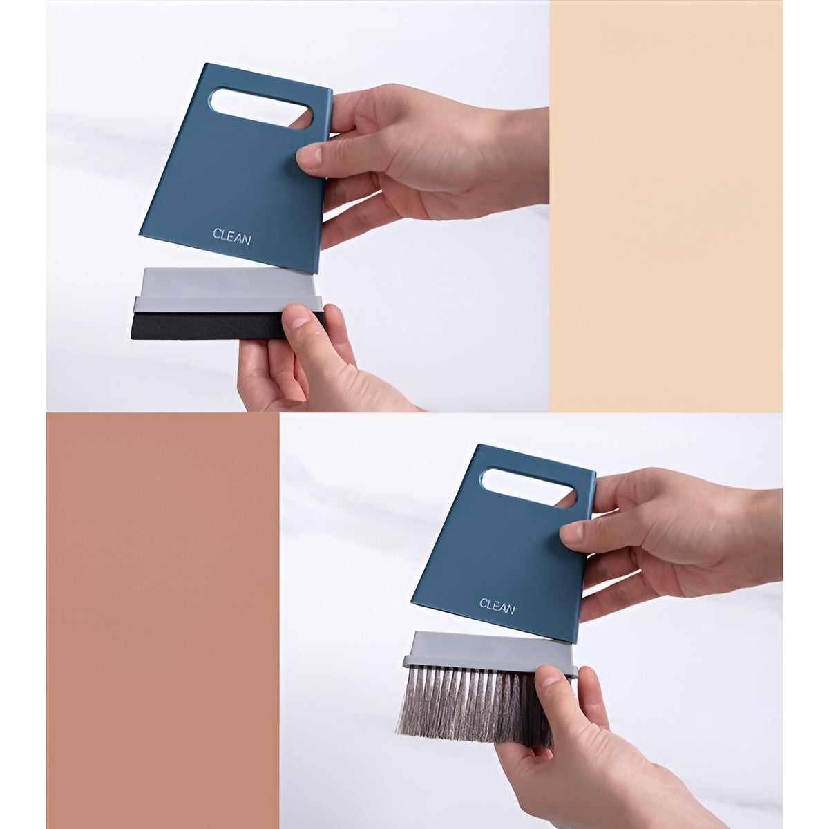 Set Mini Matura si Faras pentru Birou si Bucatarie, Kit Portabil de Curatare Suprafete, Polipropilena, 19.5x13.8x3.6 cm, Albastru