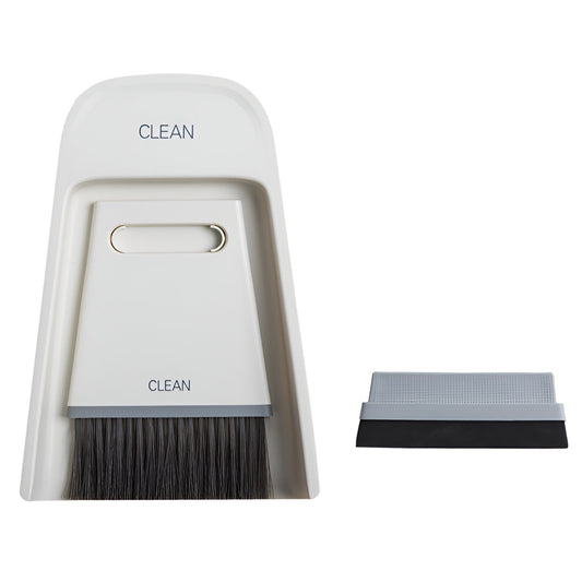 Set Mini Matura si Faras Portabil, Perie Curatare Suprafete si Tastatura, Polipropilena Rezistenta, pentru Birou si Bucatarie, 19.5x13.8x3.6 cm, Gri