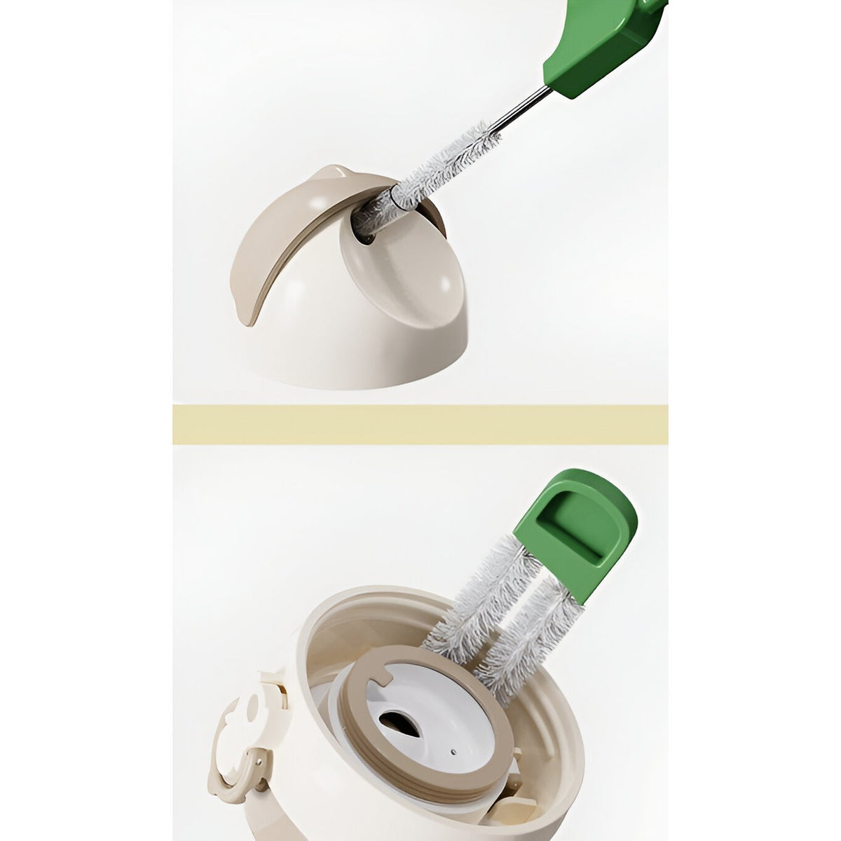 Perie de Curatat Pahare si Sticle 4 in 1, Set Curatare cu Maner Lung, Burete si Accesorii pentru Paie sau Capace, ABS si Silicon, 27.5 cm, Verde