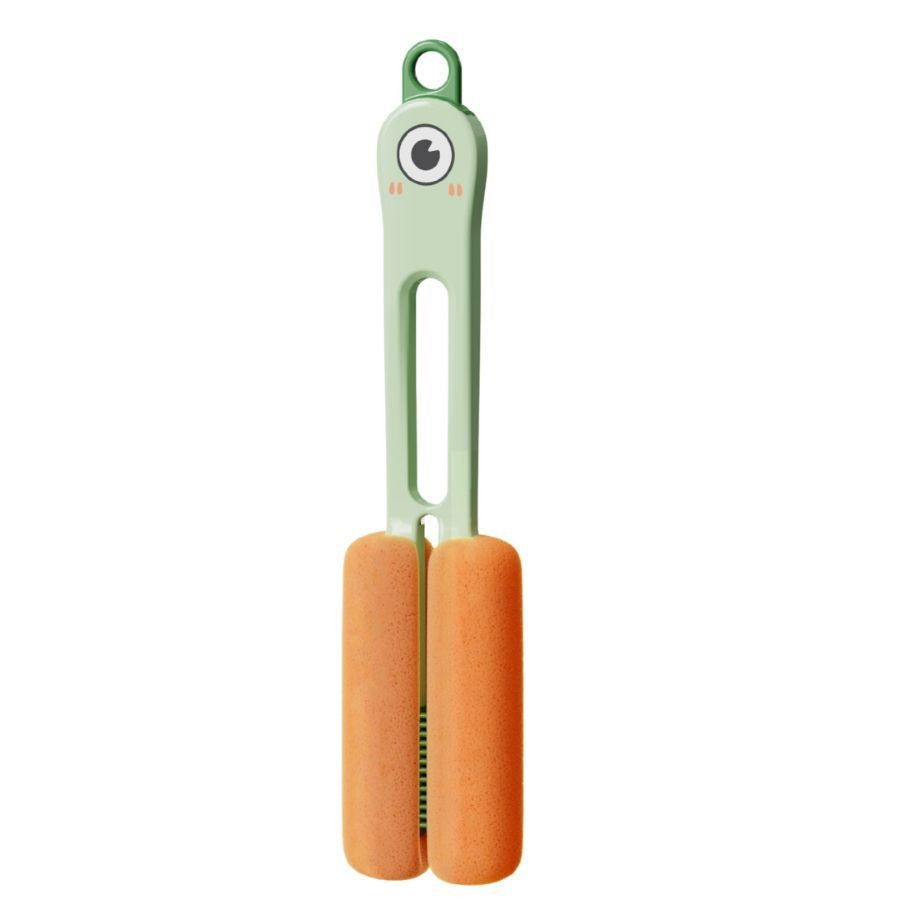 Perie de Curatat Pahare si Sticle 4 in 1, Set Curatare cu Maner Lung, Burete si Accesorii pentru Paie sau Capace, ABS si Silicon, 27.5 cm, Verde