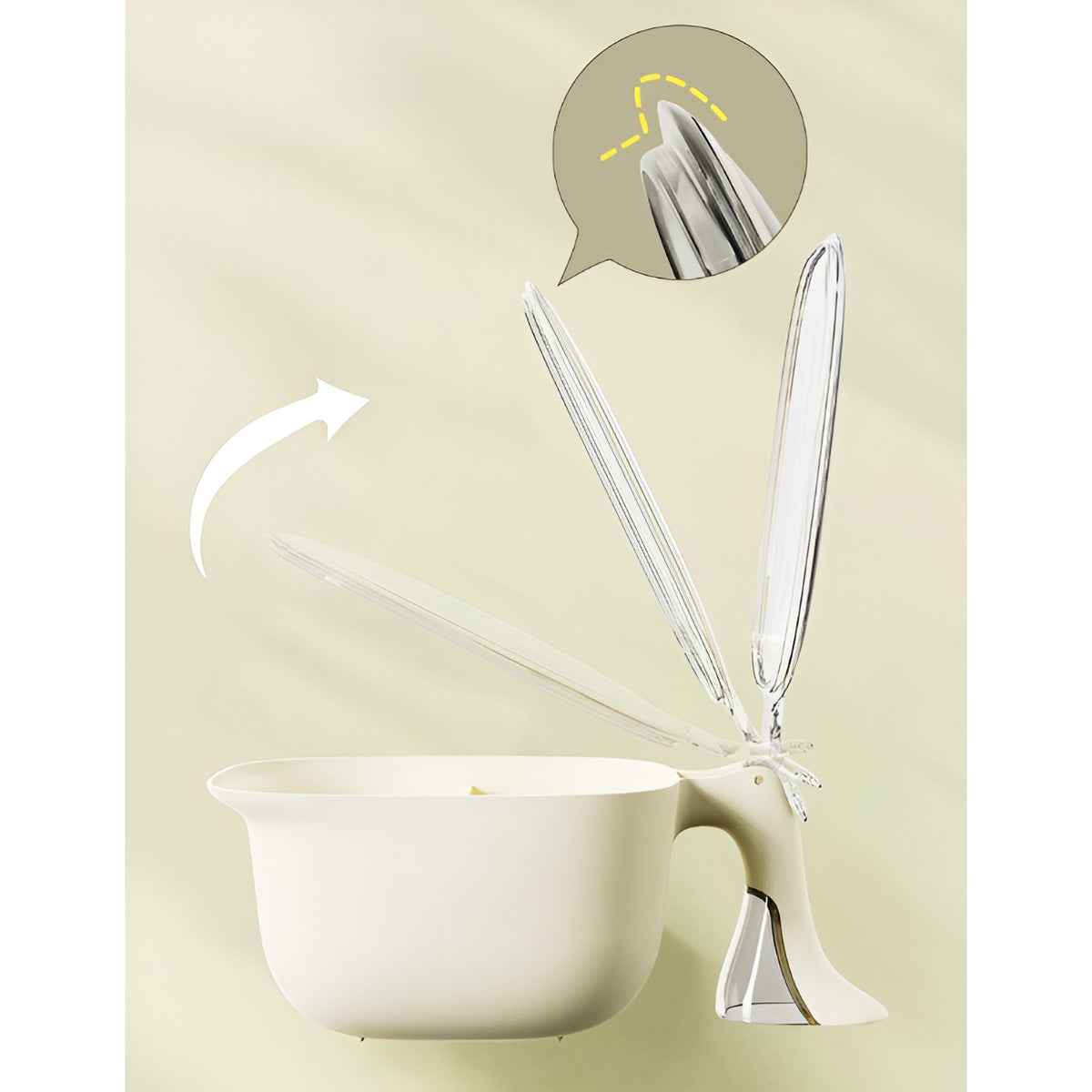 Organizator Condimente cu 4 Compartimente, Cutie Depozitare cu Capac Transparent si Maner, Plastic PP Durabil, Include 4 Lingurite, 21 x 14 x 10 cm, Crem
