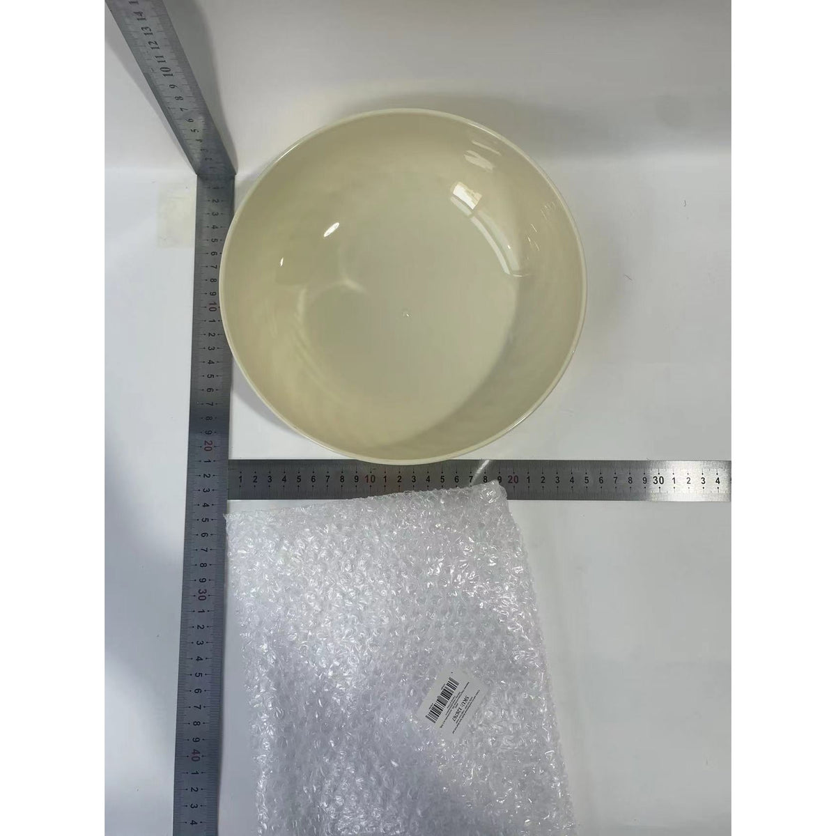Bol pentru Fructe si Legume, Recipient Rotund pentru Snacks si Dulciuri, Vas Detașabil cu Strecurătoare, Material PC Rezistent, 22.4x9 cm, Crem