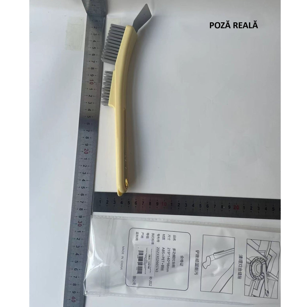 Set 2 Perii de Sarma pentru Bucatarie si Aragaz, Maner Ergonomic Lung cu Orificiu Suspendare, Peri din Otel Rezistenti la Grasime, 24.5x2.7x6.7 cm, Galben