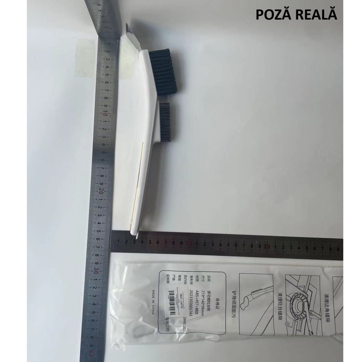 Set Perie de Sarma pentru Bucatarie si Aragaz, Maner Ergonomic Lung cu Orificiu Suspendare, Peri din Otel Inoxidabil, Curatare Grasime si Murdarie, 2 Bucati, 24.5x2.7x6.7 cm, Alb