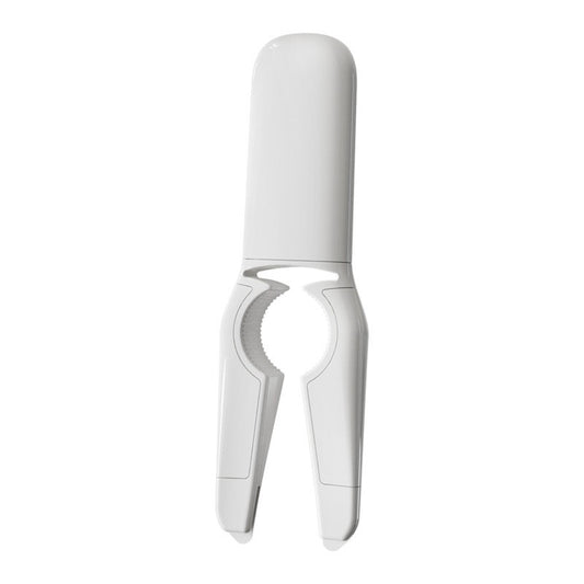 Dispozitiv Multifunctional 5 in 1 pentru Bucatarie, Deschizator de Sticle si Conserve, Curatator si Feliator de Legume si Fructe, Otel Inoxidabil si Plastic, 17.5x5x3 cm, Alb