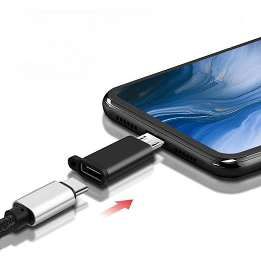 Alogy Adaptor USB-C la Micro USB, Incarcare si Transfer Date 2.0A, Carcasa din Aliaj Aluminiu cu Snur pentru Chei, Negru
