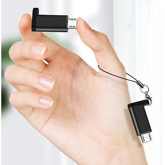 Alogy Adaptor USB-C la Micro USB, Incarcare si Transfer Date 2.0A, Carcasa din Aliaj Aluminiu cu Snur pentru Chei, Negru
