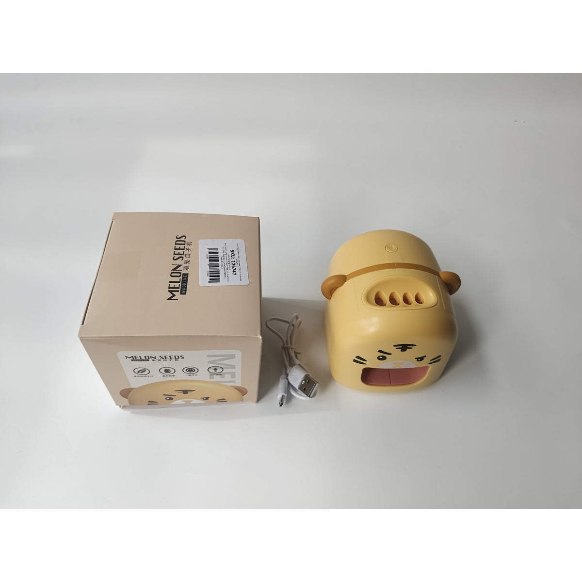 Mașină de Decojit Semințe Tigru, Aparat Electric cu Încărcare USB, 4 Găuri, ABS, 9.7x10x8.6 cm, Portocaliu