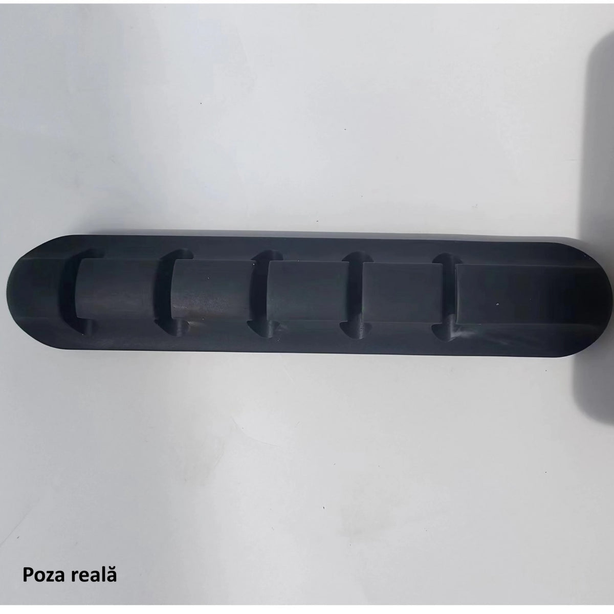 Organizator Cabluri si Fire, Suport Autoadeziv cu 5 Sloturi, Management Cablu USB si Mouse, Silicon Flexibil, 9.6x2.2 cm, Negru