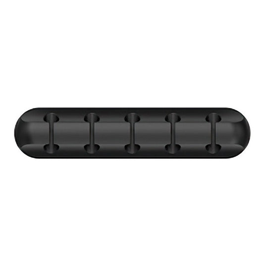Organizator Cabluri si Fire, Suport Autoadeziv cu 5 Sloturi, Management Cablu USB si Mouse, Silicon Flexibil, 9.6x2.2 cm, Negru